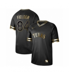 Men's Texas Rangers #84 Prince Fielder Authentic Black Gold Fashion Baseball Jersey