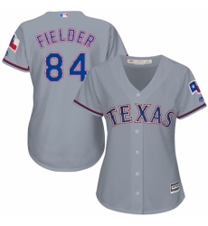 Women's Majestic Texas Rangers #84 Prince Fielder Replica Grey Road Cool Base MLB Jersey