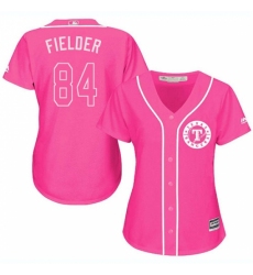 Women's Majestic Texas Rangers #84 Prince Fielder Replica Pink Fashion Cool Base MLB Jersey