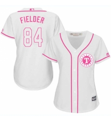 Women's Majestic Texas Rangers #84 Prince Fielder Replica White Fashion Cool Base MLB Jersey