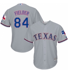 Youth Majestic Texas Rangers #84 Prince Fielder Replica Grey Road Cool Base MLB Jersey