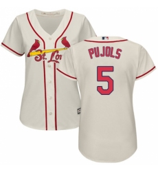 Women's Majestic St. Louis Cardinals #5 Albert Pujols Replica Cream Alternate Cool Base MLB Jersey