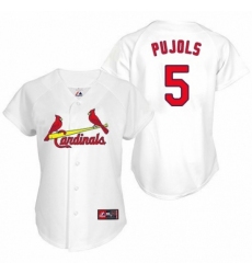 Women's Majestic St. Louis Cardinals #5 Albert Pujols Replica White MLB Jersey