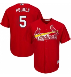 Youth Majestic St. Louis Cardinals #5 Albert Pujols Authentic Red Alternate Cool Base MLB Jersey