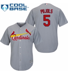 Youth Majestic St. Louis Cardinals #5 Albert Pujols Replica Grey Road Cool Base MLB Jersey