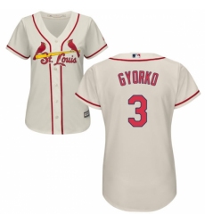 Women's Majestic St. Louis Cardinals #3 Jedd Gyorko Authentic Cream Alternate Cool Base MLB Jersey