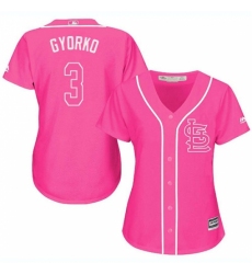 Women's Majestic St. Louis Cardinals #3 Jedd Gyorko Authentic Pink Fashion Cool Base MLB Jersey