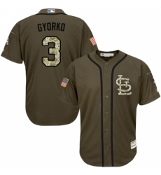 Youth Majestic St. Louis Cardinals #3 Jedd Gyorko Replica Green Salute to Service MLB Jersey