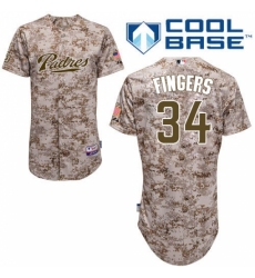 Men's Majestic San Diego Padres #34 Rollie Fingers Authentic Camo Alternate 2 Cool Base MLB Jersey
