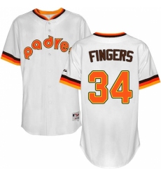 Men's Majestic San Diego Padres #34 Rollie Fingers Authentic White 1984 Turn Back The Clock MLB Jersey