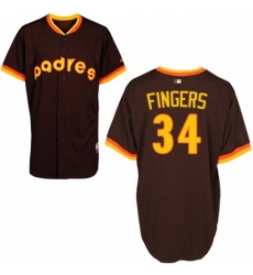 Men's Majestic San Diego Padres #34 Rollie Fingers Replica Coffee 1984 Turn Back The Clock MLB Jersey