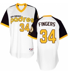 Men's Majestic San Diego Padres #34 Rollie Fingers Replica White 1978 Turn Back The Clock MLB Jersey