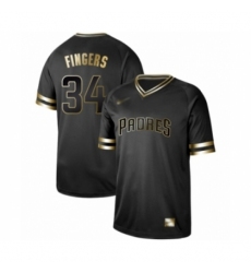 Men's San Diego Padres #34 Rollie Fingers Authentic Black Gold Fashion Baseball Jersey