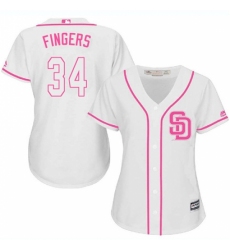 Women's Majestic San Diego Padres #34 Rollie Fingers Authentic White Fashion Cool Base MLB Jersey