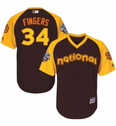 Youth Majestic San Diego Padres #34 Rollie Fingers Authentic Brown 2016 All-Star National League BP Cool Base Cool Base MLB Jersey