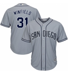 Men's Majestic San Diego Padres #31 Dave Winfield Authentic Grey Road Cool Base MLB Jersey