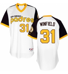 Men's Majestic San Diego Padres #31 Dave Winfield Authentic White 1978 Turn Back The Clock MLB Jersey