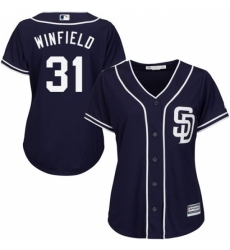 Women's Majestic San Diego Padres #31 Dave Winfield Authentic Navy Blue Alternate 1 Cool Base MLB Jersey