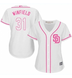 Women's Majestic San Diego Padres #31 Dave Winfield Replica White Fashion Cool Base MLB Jersey