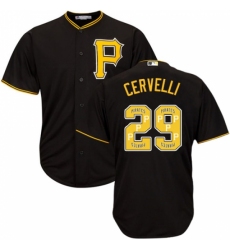 Men's Majestic Pittsburgh Pirates #29 Francisco Cervelli Authentic Black Team Logo Fashion Cool Base MLB Jersey