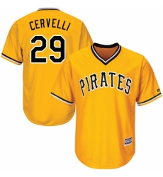 Men's Majestic Pittsburgh Pirates #29 Francisco Cervelli Replica Gold Alternate Cool Base MLB Jersey