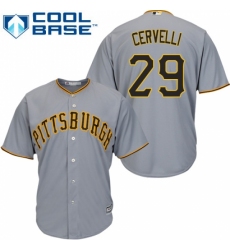 Men's Majestic Pittsburgh Pirates #29 Francisco Cervelli Replica Grey Road Cool Base MLB Jersey