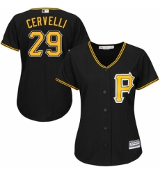 Women's Majestic Pittsburgh Pirates #29 Francisco Cervelli Replica Black Alternate Cool Base MLB Jersey