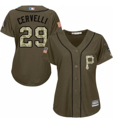 Women's Majestic Pittsburgh Pirates #29 Francisco Cervelli Replica Green Salute to Service MLB Jersey