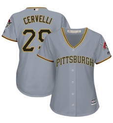 Women's Majestic Pittsburgh Pirates #29 Francisco Cervelli Replica Grey Road Cool Base MLB Jersey