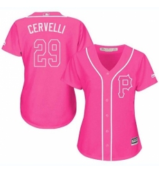 Women's Majestic Pittsburgh Pirates #29 Francisco Cervelli Replica Pink Fashion Cool Base MLB Jersey