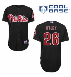 Men's Majestic Philadelphia Phillies #26 Chase Utley Replica Black Cool Base MLB Jersey