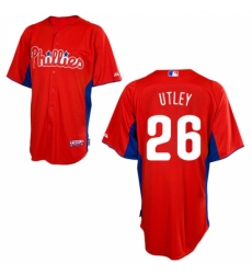 Men's Majestic Philadelphia Phillies #26 Chase Utley Replica Red 2011 Cool Base BP MLB Jersey