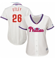 Women's Majestic Philadelphia Phillies #26 Chase Utley Replica Cream Alternate Cool Base MLB Jersey