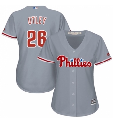 Women's Majestic Philadelphia Phillies #26 Chase Utley Replica Grey Road Cool Base MLB Jersey