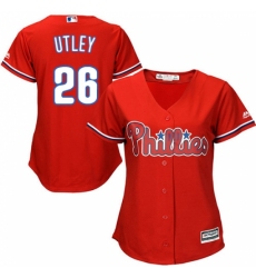 Women's Majestic Philadelphia Phillies #26 Chase Utley Replica Red Alternate Cool Base MLB Jersey