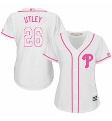 Women's Majestic Philadelphia Phillies #26 Chase Utley Replica White Fashion Cool Base MLB Jersey