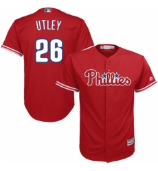 Youth Majestic Philadelphia Phillies #26 Chase Utley Authentic Red Alternate Cool Base MLB Jersey