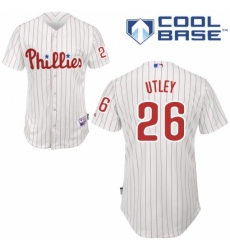 Youth Majestic Philadelphia Phillies #26 Chase Utley Replica White/Red Strip Home Cool Base MLB Jersey