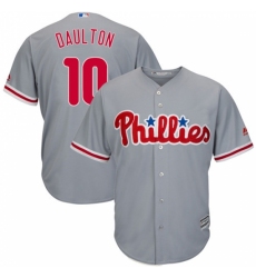 Men's Majestic Philadelphia Phillies #10 Darren Daulton Replica Grey Road Cool Base MLB Jersey