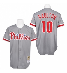 Men's Mitchell and Ness Philadelphia Phillies #10 Darren Daulton Replica Grey Throwback MLB Jersey