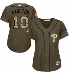 Women's Majestic Philadelphia Phillies #10 Darren Daulton Replica Green Salute to Service MLB Jersey