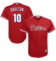 Youth Majestic Philadelphia Phillies #10 Darren Daulton Replica Red Alternate Cool Base MLB Jersey