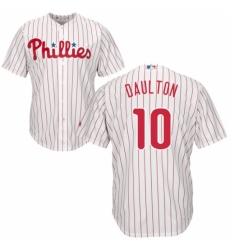 Youth Majestic Philadelphia Phillies #10 Darren Daulton Replica White/Red Strip Home Cool Base MLB Jersey