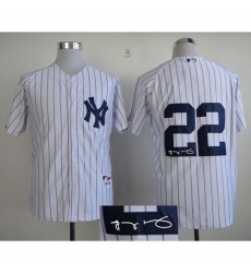 New York Yankees #22 Jacoby Ellsbury White Autographed Stitched MLB Jersey