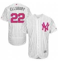 New York Yankees #22 Jacoby Ellsbury White Strip Flexbase Collection Mother's Day Stitched MLB Jersey