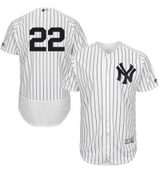 New York Yankees #22 Jacoby Ellsbury White Strip Flexbase Collection Stitched MLB Jersey