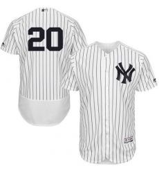 New York Yankees #20 Jorge Posada White Strip Flexbase Collection Stitched MLB Jersey