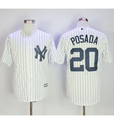 New York Yankees #20 Jorge Posada White Strip New Cool Base Stitched MLB Jersey