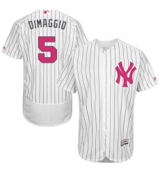 New York Yankees #5 Joe DiMaggio White Strip Flexbase Collection Mother's Day Stitched MLB Jersey