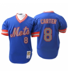 Men's Mitchell and Ness New York Mets #8 Gary Carter Replica Blue 1983 Throwback MLB Jersey